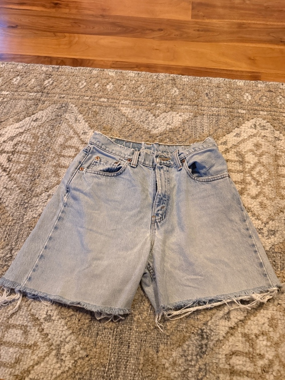 Levi's Light Blue High-Rise Denim Shorts with Frayed Hem